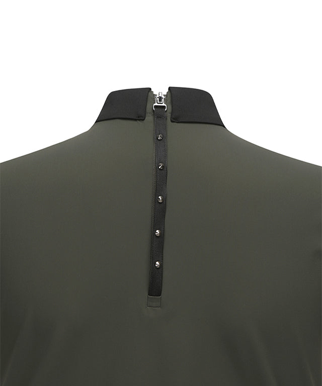 ANEW Golf: Women Back Zip Shoulder Tape Point Short T-Shirt - Khaki